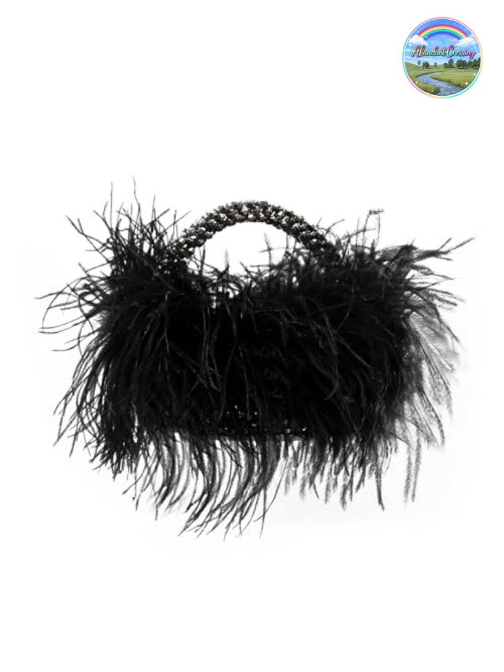 Handmade Ostrich Feather Beaded Evening Clutch Handbag for Women